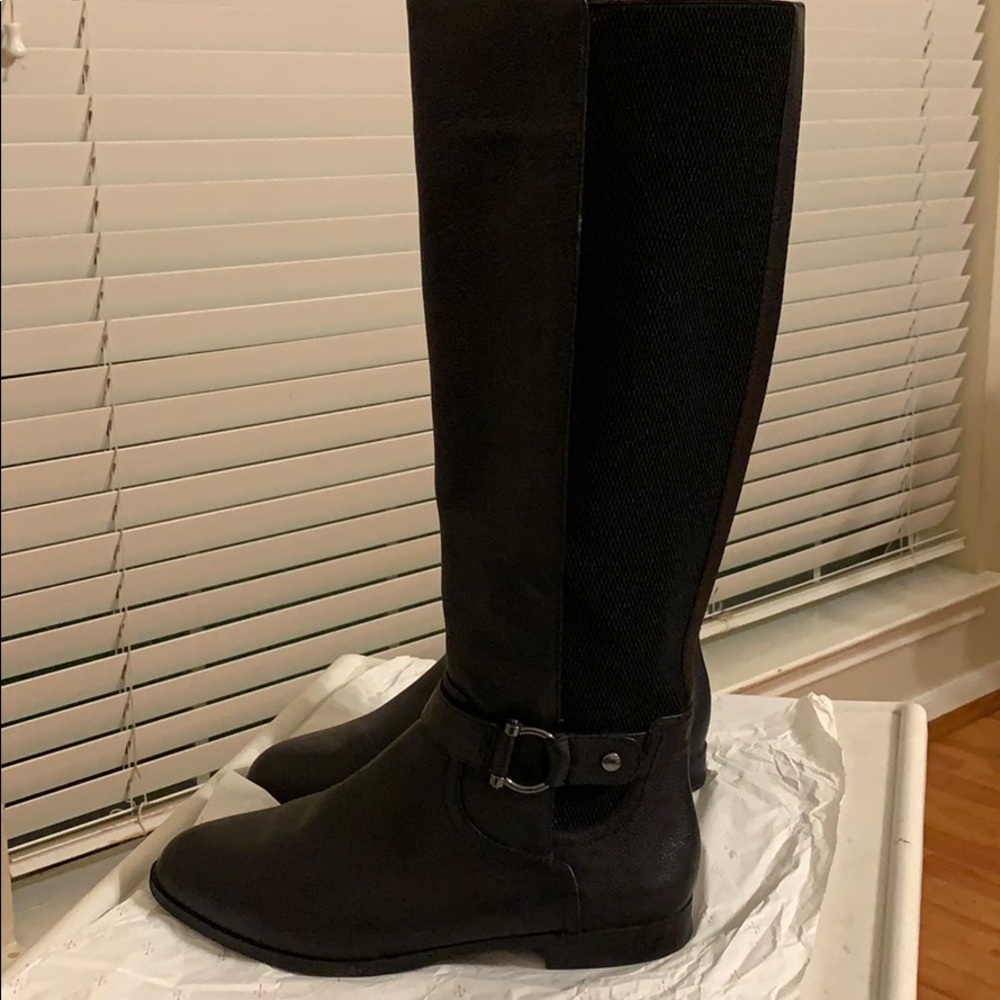 Black leather boots